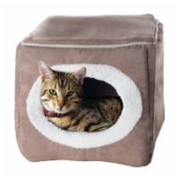 Tan Cat Pet Bed Cozy Cave Cube 13 x 12 inches Removable Insert Pillow Cat Feels Safe and Can