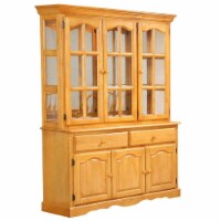 Sunset Trading Oak Selections Treasure Buffet and Lighted Hutch | Light Oak