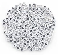 Alphabet Beads 6mm 160/Pkg-White With Black Letters
