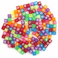 Alphabet Beads 8mm 160/Pkg-Transparent Glitter Multicolored