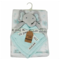 chick pea Plush Elephant Baby Blanket Set - Mint