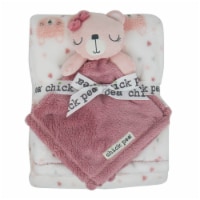 chick pea Plush Bear Baby Blanket Set - Pink