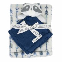 chick pea Plush Reccoon Baby Blanket & Buddy Set - Blue