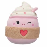 Squishmallows Winking Light Pink Latte With Fuzzy Heart Sleeve Plush Perspective: Main