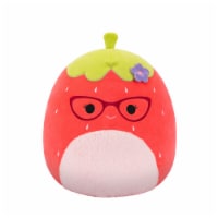 Squishmallows 16" Red Strawberry with Fuzzy Belly Glasses and Flower Pin Plush Toy Perspective: Main