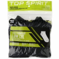 Top Spirit Youth Medium Full Cushioned Low Cut Socks - Black/White - 5 Pack