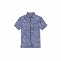 Caribbean Joe Men's Short Sleeve Poly Spandex Button Down Shirt - Watercolor Diamonds Perspective: Main