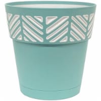 Marshall Pottery 7009018 7.49 x 8 in. Deroma Mosaic Resin Mosaic Planter, Teal