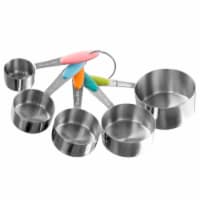 Stainless Steel Measuring Cups Set of 5 on Ring Space Saving Stacks Inside Cups and Metric