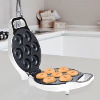 Electric Mini Donut Maker 7 Two-Inch Donuts Non Stick, No Oil or Frying Makes Donuts in 3 -