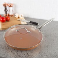 Classic Cuisine 82-KIT1059 12 in. Non Stick Fry Pan with Lid, Copper