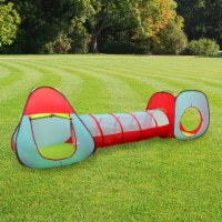 Kids Fort Tent Tunnel Indoor Outdoor 55 Inch Tunnel with 2 Huts Pop Up Easy