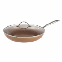 12 Inch Frying Pan with Lid Copper Finish Induction Cooking Oven Stove Top Safe