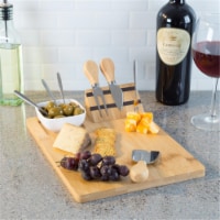 Classic Cuisine 82-KIT1062 Bamboo Cheese Serving Tray Set with Stainless Steel Cutlery & Cera