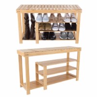 Lavish Home 83-57 Bamboo Shoe & Boot Rack Bench with 3 Tiers Seat Storage & Organization for