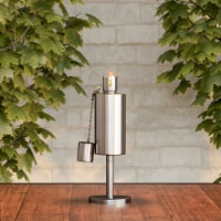 Tabletop Torch Lamp Stainless Steel Outdoor Fuel Canister Flame Light for Citronella with