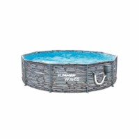 Summer Waves 10 Foot Round Stone Slate Print Metal Frame Above Ground Pool, Grey
