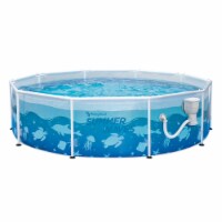 Summer Waves Active 10' x 30  Outdoor Round Frame Above Ground Ocean Pool Set