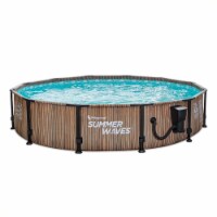 Summer Waves Natural Teak Elite 12' x 30  Round Frame Above Ground Swimming Pool
