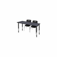 Kee 72in. Adjustable Student Table-Grey & 2 Andy 18-in Chairs-Black