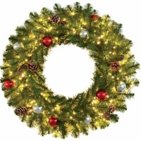 Fraser Hill Farm Christmas Wreath with Ornaments and Lights