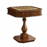 Benjara 28  Solid Wood Chess Game Table with Clipped Corners in Brown