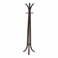 Benjara 19  Contemporary Wood Coat Rack with Unique Shaped Top in Brown