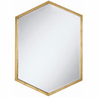 34 Inch Modern Wall Mirror- Hexagonal- Metal Frame- Gold