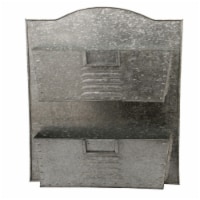 Benzara Galvanized Metal 2-Tier Wall Pocket Organizer - Gray