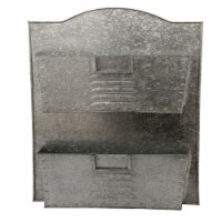 Benzara Galvanized Metal 2-Tier Wall Pocket Organizer - Gray