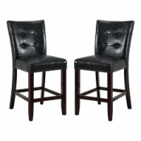 Benjara 19  Contemporary Faux Leather High Chair in Black and Brown (Set of 2)