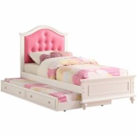 Benjara Cherub 40  Transitional Wood Twin Bed with Trundle in Pink and White