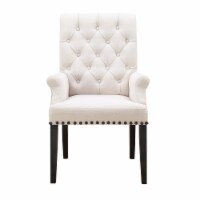 Benjara William Parson 26.75  Wood Side Dining Chairs in Beige and Smokey Black