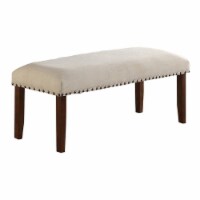 Benjara 48  Fabric Bench with Nail Trim Head Design in Brown and Cream