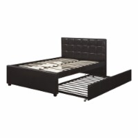 Entralling Twin Bed With Trundle  Squ Tufted Head Boards Espresso,Brown
