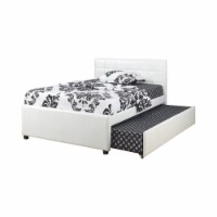 Multi Utility Twin Bed With Trundle Squ Tufted Head Boards White