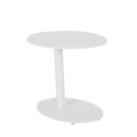 Modern Metal Outdoor Side Table With Oval Top and Base, White
