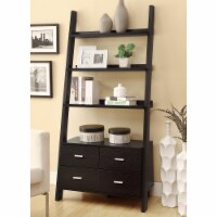 Quirky Ladder Bookcase With 4 Storage Drawers And Open Shelves, Cappuccino