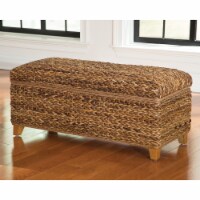Modern Wood & Woven Abaca Trunk, Rustic Brown