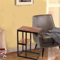 The Urban Port 12 Modern Wood Accent Table with Lower Shelf in Brown