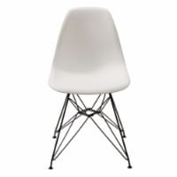 Deep Back Plastic Chair with Metal Eiffel Style Legs, White and Black
