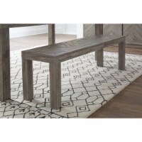 Acacia Wood Bench with Distinctive Herringbone Inlay Design, Brown- Saltoro Sherpi