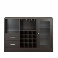 Benzara BM193794 Wooden Server with One Side Door Storage Cabinets & Two Drawers - Espresso B