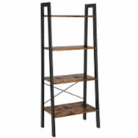 Benzara 4-Tier Rustic Wooden Ladder Shelf - Brown/Black