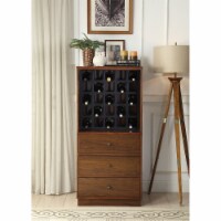 Benzara BM194371 Wooden Wine Cabinet with Wine Bottle Rack & Three Drawers, Brown & Black