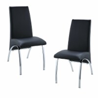 Benjara 19 Contemporary Faux Leather Side Chairs in Black and Silver (Set of 2)