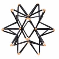Benzara Intersecting Iron Wire Star Decor with Accented Joints - Black / Gold