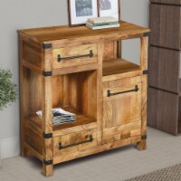 Wooden Cabinet with 2 Spacious Drawers and 2 Open Shelves, Brown and Black- Saltoro Sherpi