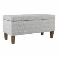 Geometric Patterned Fabric Upholstered Wooden Bench with Hinged Storage Large
