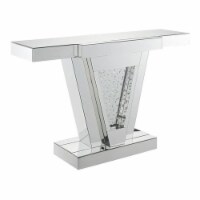 Benjara 46.65  Modern Glass Console Table with Faux Crystals Inlay in Clear
